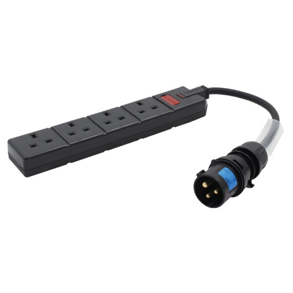 1m 16A Plug to 4 Gang 13A Socket Cable (1.5mm)