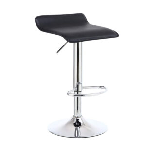 Black Leather Swivel Bar Stool, Adjustable With Footrest