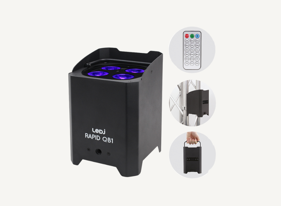LEDJ Rapid QB1 HEX IP Outdoor Black Wireless Uplighter