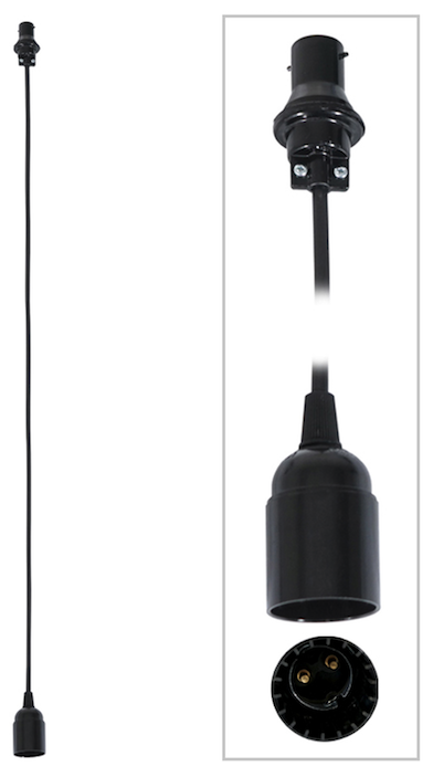 1m BC Festoon Pendant - B22 Lamp Holder