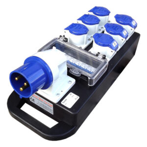 Rubber Box Distribution Block 32A 240V In, 6 x 16A 240V