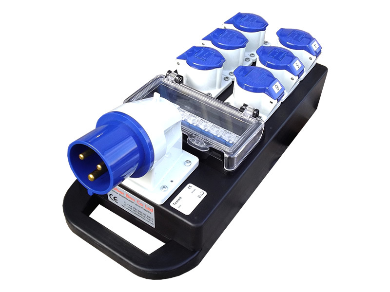 Rubber Box Distribution Block 32A 240V In, 6 x 16A 240V