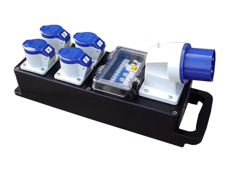 Rubber Box Distribution Block 32A 240V In, 4 x 16A 240V Out
