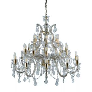 Marie Therese 30 Light Chandelier - Gold & Clear Crystal